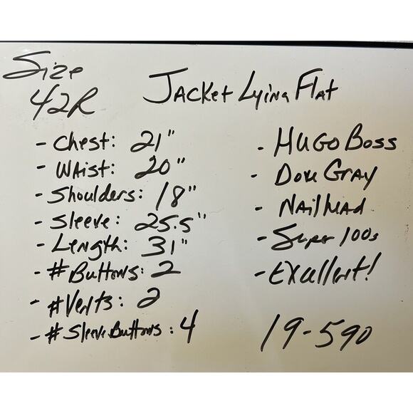 Hugo Boss 42R Gray Super 100s Nailhead Blazer Suit Jacket - Picture 9 of 15